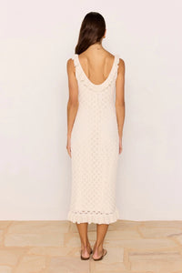 MINKPINK Sabine Pointelle Midi Dress Ivory