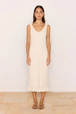 MINKPINK Sabine Pointelle Midi Dress Ivory