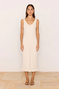 MINKPINK Sabine Pointelle Midi Dress Ivory