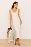 MINKPINK Sabine Pointelle Midi Dress Ivory