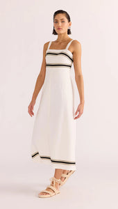 MINKPINK Briar Trim Midi Dress White/Black