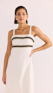 MINKPINK Briar Trim Midi Dress White/Black