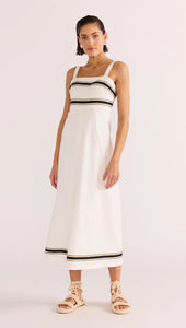 MINKPINK Briar Trim Midi Dress White/Black