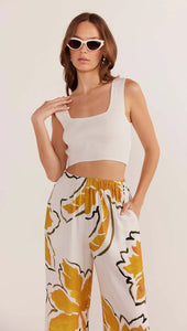 MINKPINK Zuri Wide Leg Pant White-Palm