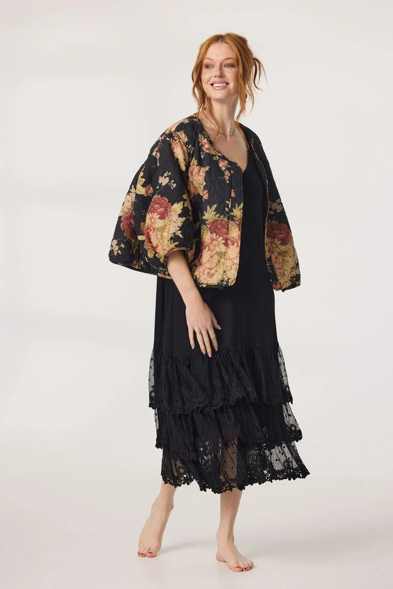Miss Rose Sister Violet Mitsuko Padded Jacket Midnight Rose Floral