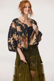 Miss Rose Sister Violet Mitsuko Padded Jacket Midnight Rose Floral