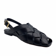Load image into Gallery viewer, Mollini Brassy Fisherman Sandal Black Leather

