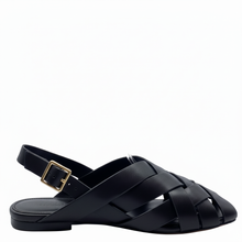 Load image into Gallery viewer, Mollini Brassy Fisherman Sandal Black Leather
