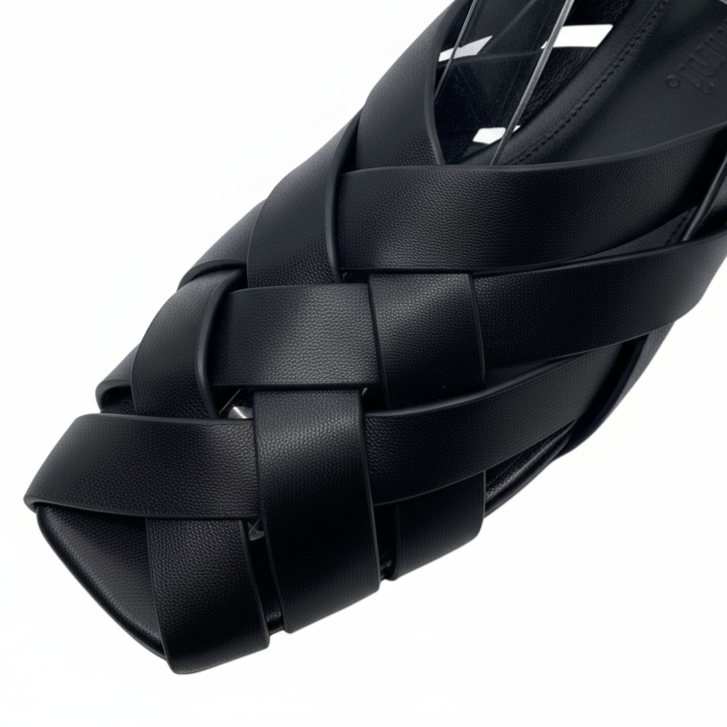 Mollini Brassy Fisherman Sandal Black Leather