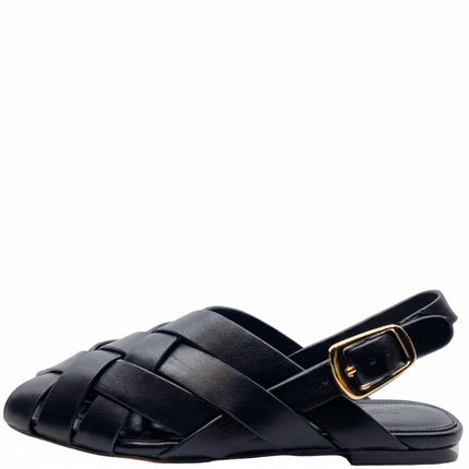Mollini Brassy Fisherman Sandal Black Leather