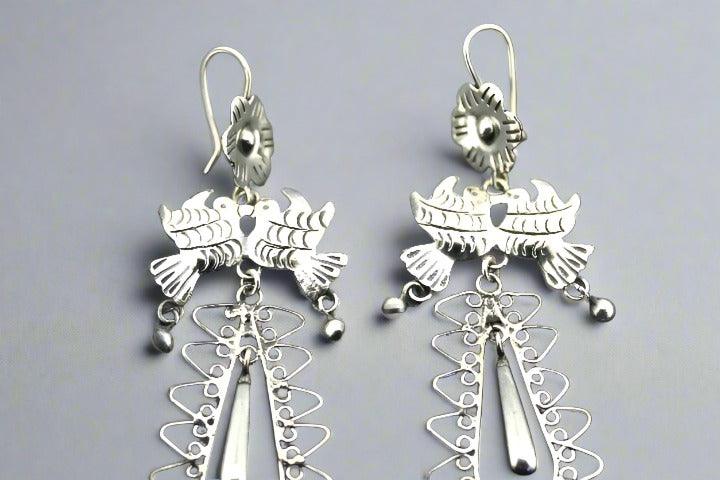Makers & Providers Flower & Birds Long Drop Earrings