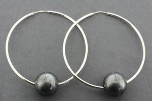 Makers & Providers Large Hoop With Oxidized Ball Earrings Sterling Silver