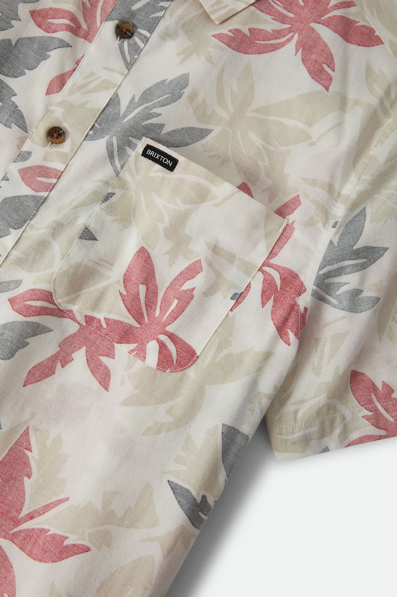 Brixton Charter Print SS Shirt Off White/Black/Red Palm Floral