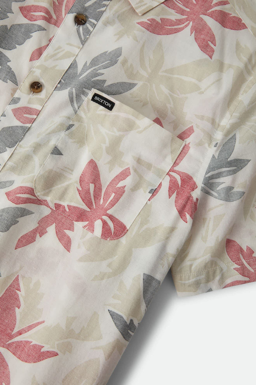 Brixton Charter Print SS Shirt Off White/Black/Red Palm Floral