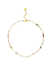 Tiger Tree Pebble Cut Stone & Freshwater Pearl Necklace