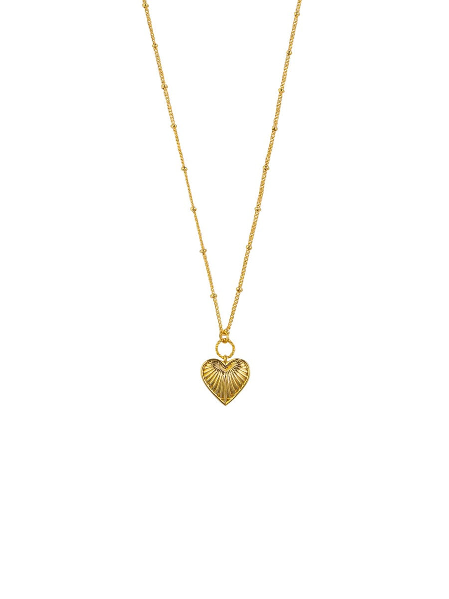 Tiger Tree NKJ4396G Gold Heart Rays Necklace