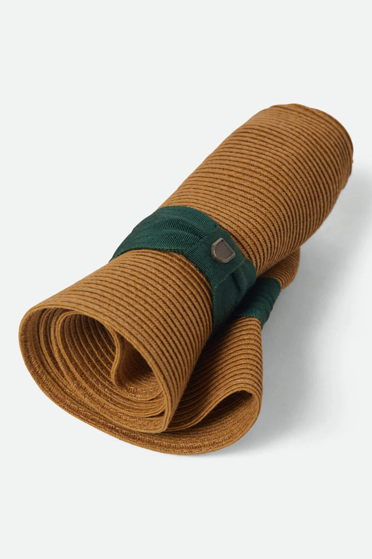 Brixton Roma Straw Packable Fedora Dark Tan/Primal Green