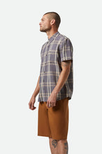 Load image into Gallery viewer, Brixton Charter Linen Blend S/S Woven Charcoal/Beige Plaid
