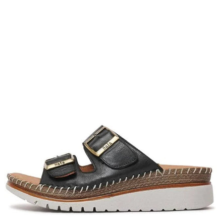 Sala Oasis Slides Black Leather