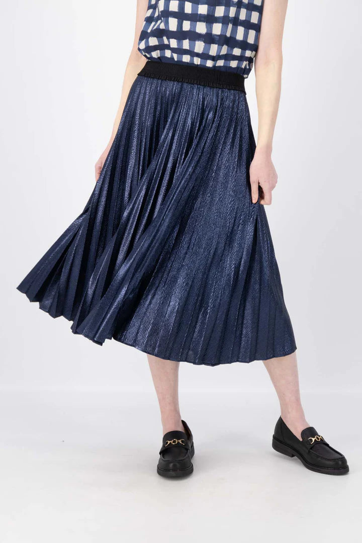 Olga De Polga Champagne Pleat Skirt Navy