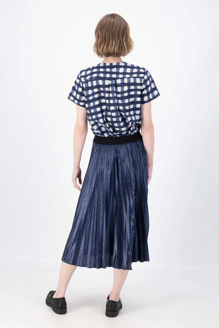 Olga De Polga Champagne Pleat Skirt Navy