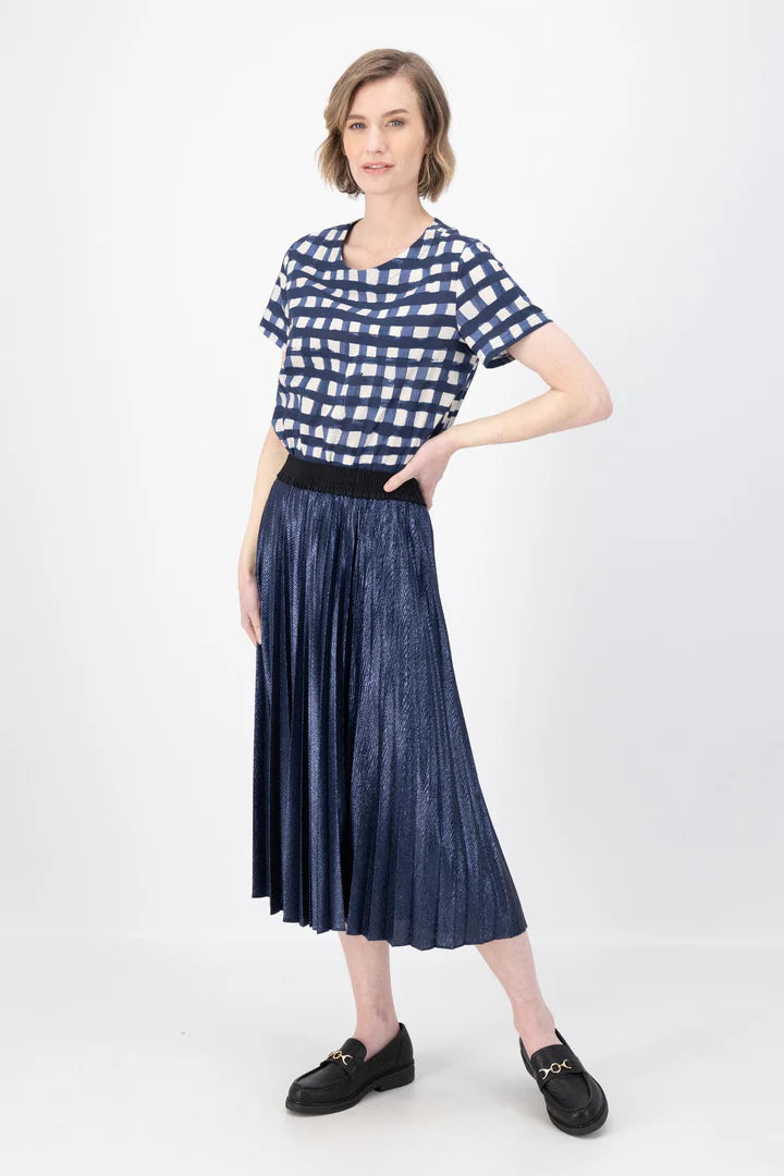 Olga De Polga Champagne Pleat Skirt Navy