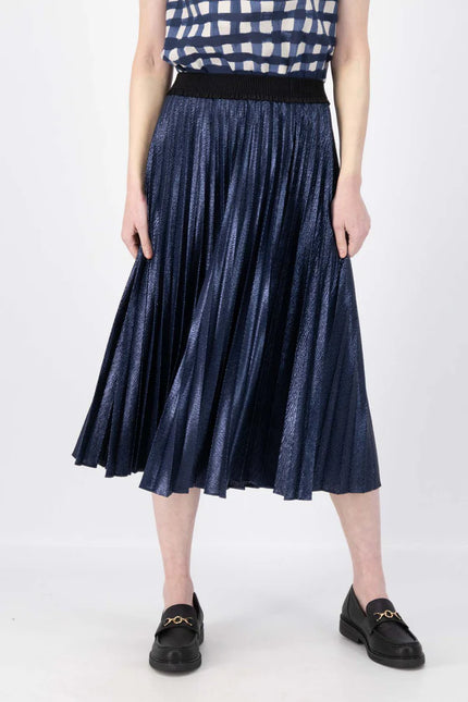 Olga De Polga Champagne Pleat Skirt Navy