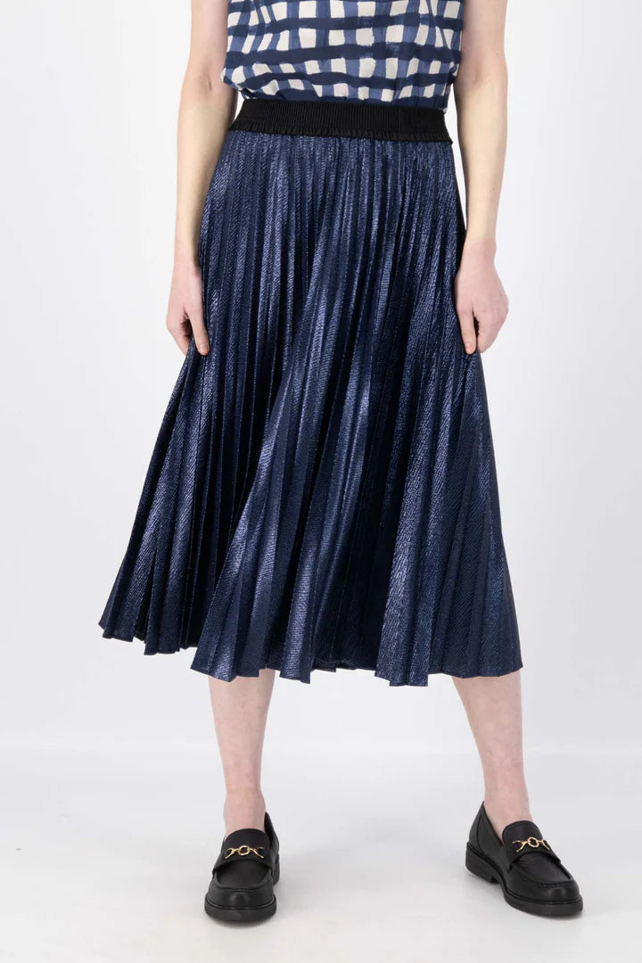Olga De Polga Champagne Pleat Skirt Navy