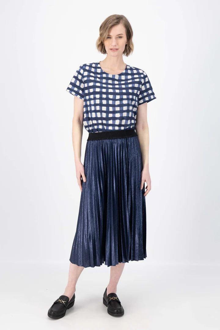 Olga De Polga Champagne Pleat Skirt Navy