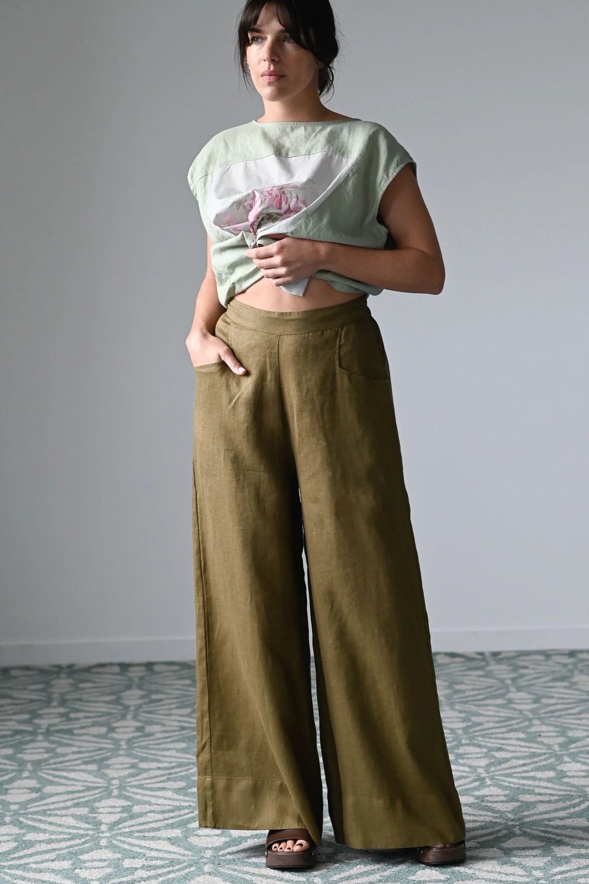 Lazybones Ollie Pant Fir Green Linen