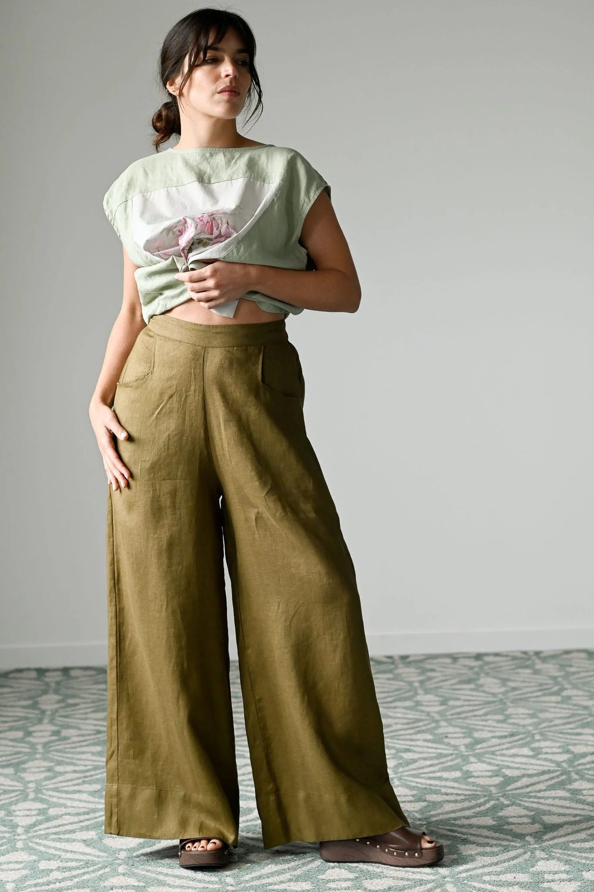 Lazybones Ollie Pant Fir Green Linen