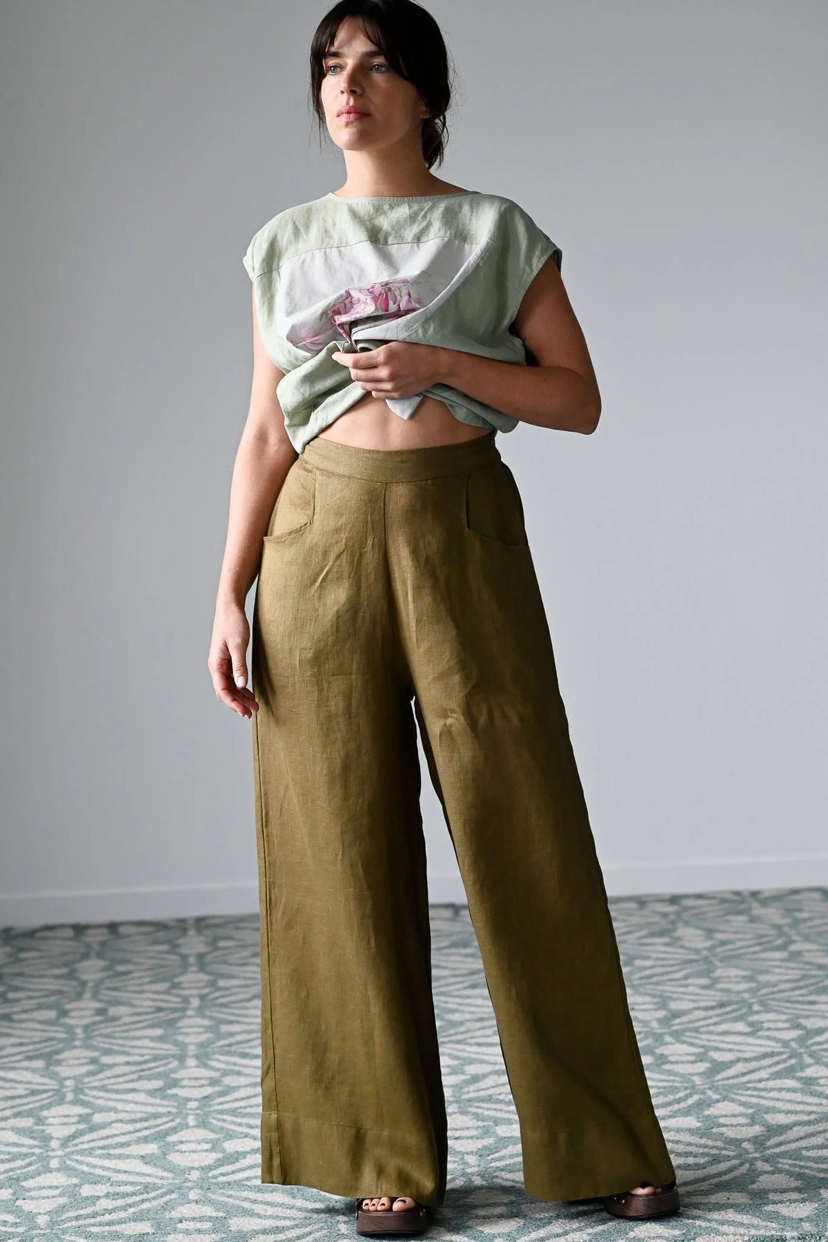 Lazybones Ollie Pant Fir Green Linen