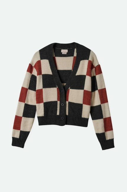 Brixton Rivington Crew Cardigan Cowhide/Whitecap/Black Check
