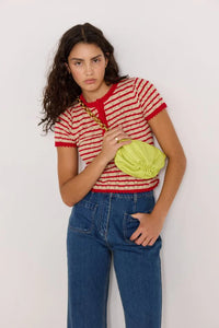 MINKPINK Chloe Stripe Knit Tee Red/Beige