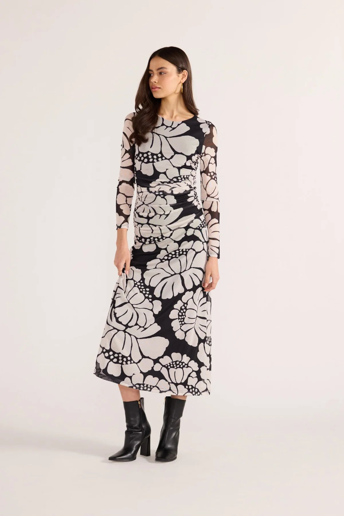 MINKPINK Persephone Mesh Maxi Dress Black Floral