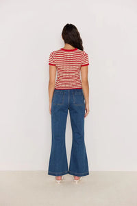 MINKPINK Chloe Stripe Knit Tee Red/Beige