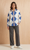 Palme 67035 Ikat Print Cotton Shirt Blue