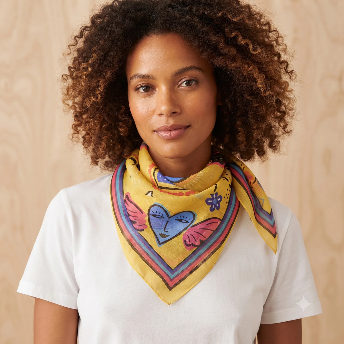 Palme 67372 Cotton Happy Hearts Scarf Yellow