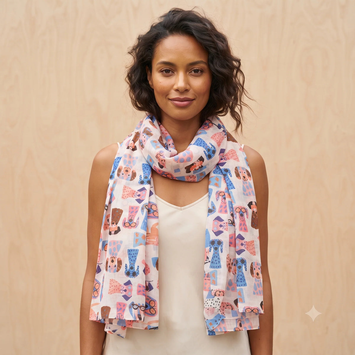Palme 67994 Cotton Dogs Print Scarf Pink