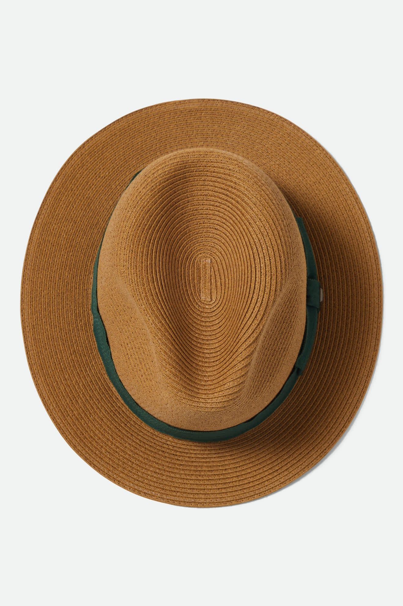 Brixton Roma Straw Packable Fedora Dark Tan/Primal Green