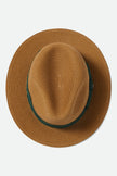 Brixton Roma Straw Packable Fedora Dark Tan/Primal Green
