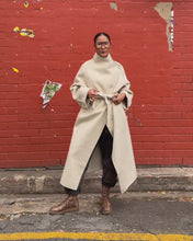 Load and play video in Gallery viewer, Cinnamon Creations Wool Blend Trenchcoat Beige
