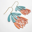 DENZ Protea Flower Earrings Teal/ Orange