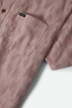 Load image into Gallery viewer, Brixton Charter Print SS Shirt Dark Pink/Silver Crackle Paint

