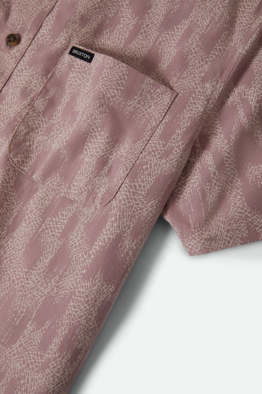 Brixton Charter Print SS Shirt Dark Pink/Silver Crackle Paint