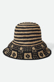 Brixton Redding Packable Straw Bucket Hat Black/Natural