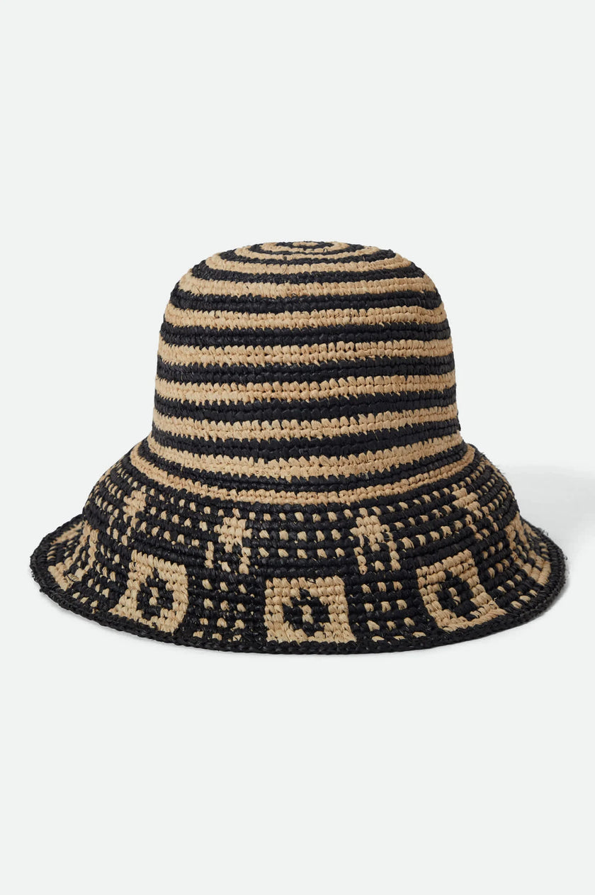 Brixton Redding Packable Straw Bucket Hat Black/Natural