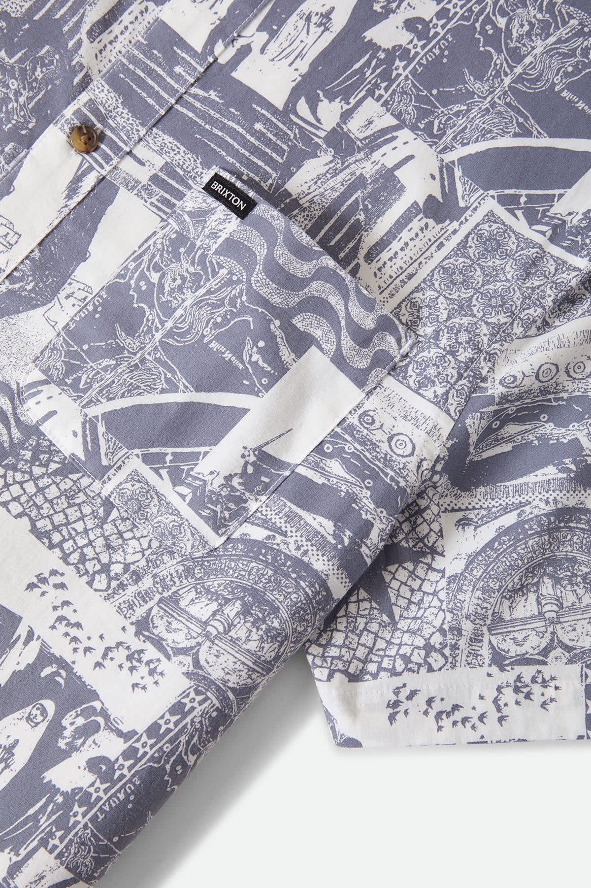 Brixton Charter Print SS Shirt Navy/White Collage