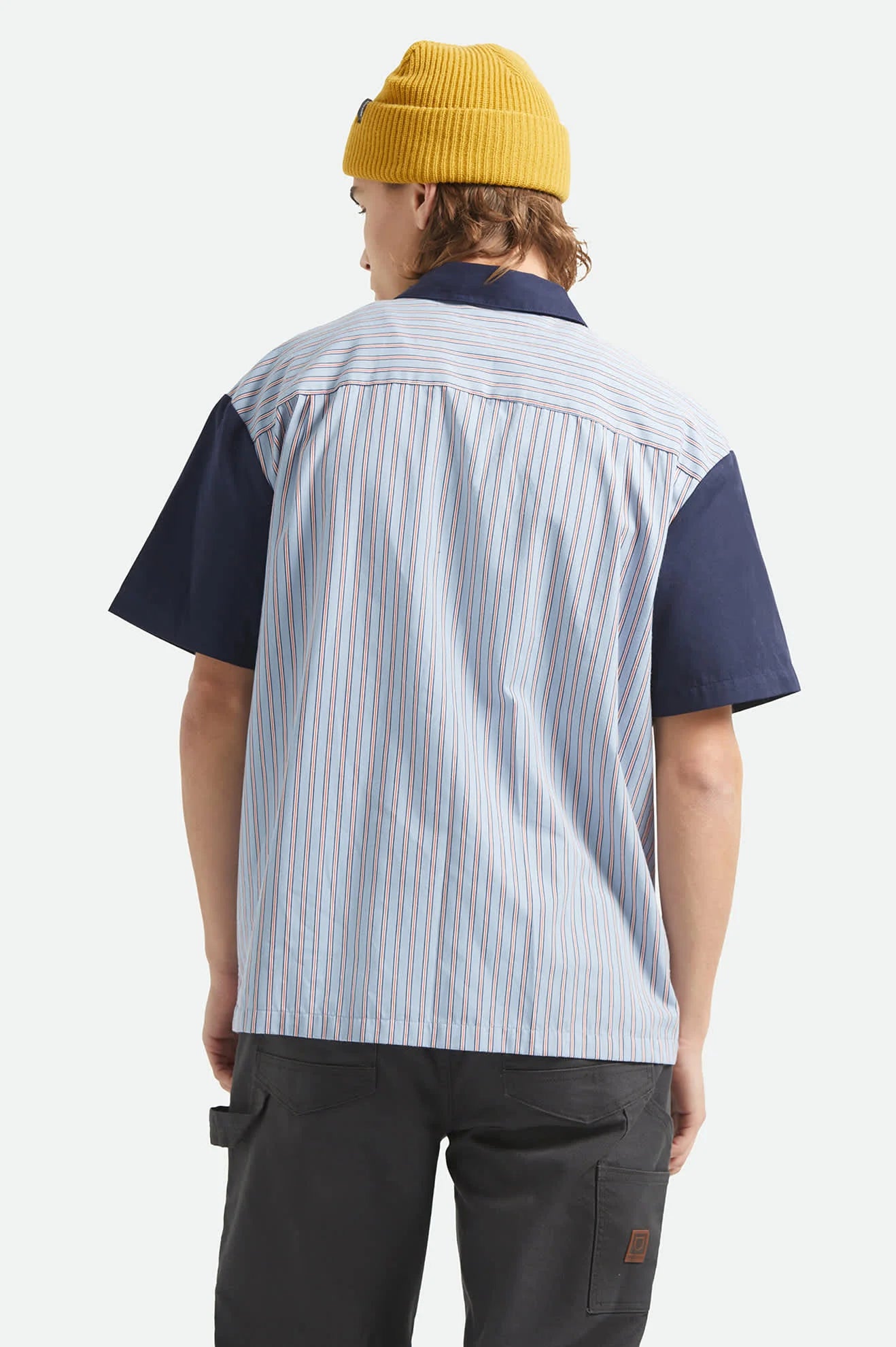 Brixton Builders Olson S/S Woven Shirt Blue Aura Stripe