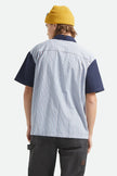 Brixton Builders Olson S/S Woven Shirt Blue Aura Stripe